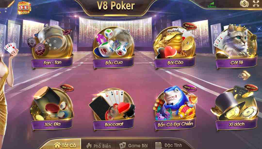 V8 Poker có nhiều game miễn phí